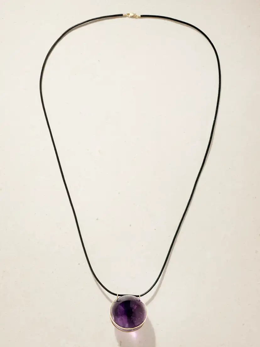 Marisa Klass 18-karat Gold, Amethyst And Leather Necklace - Purple | Thumbnail 4 Marisa Klass 18-karat Gold, Amethyst And Leather Necklace - Purple | Thumbnail 4