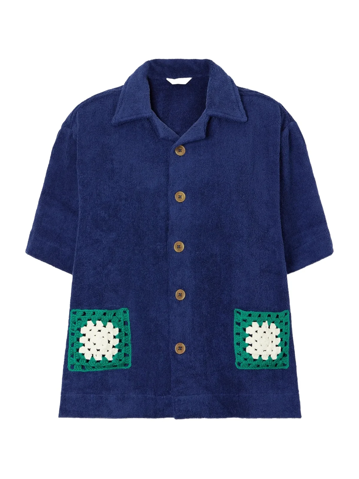Boxy Crochet-knit Trimmed Organic Cotton-terry Shirt Boxy Crochet-knit Trimmed Organic Cotton-terry Shirt