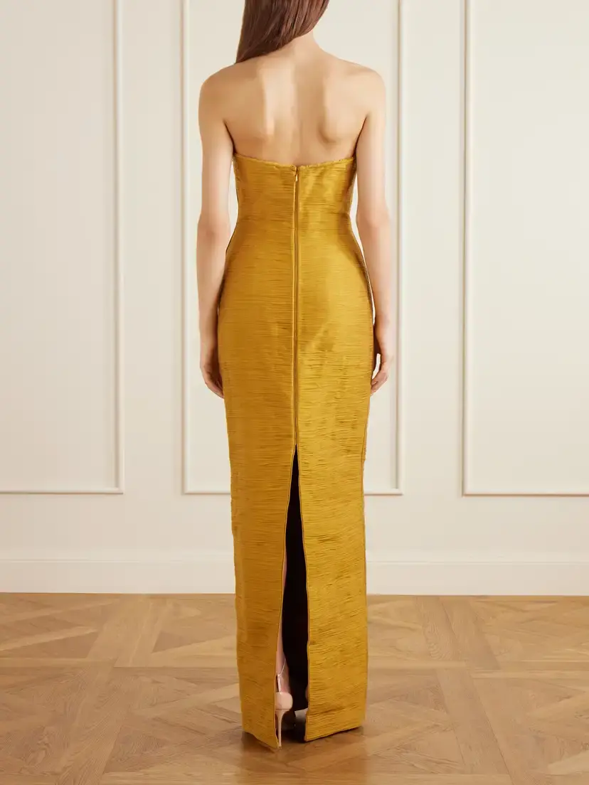 Marmar Halim Cape-effect Plissé Satin Gown | Thumbnail 3