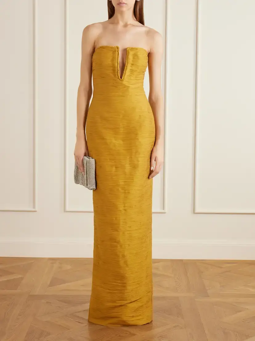 Marmar Halim Cape-effect Plissé Satin Gown | Thumbnail 5