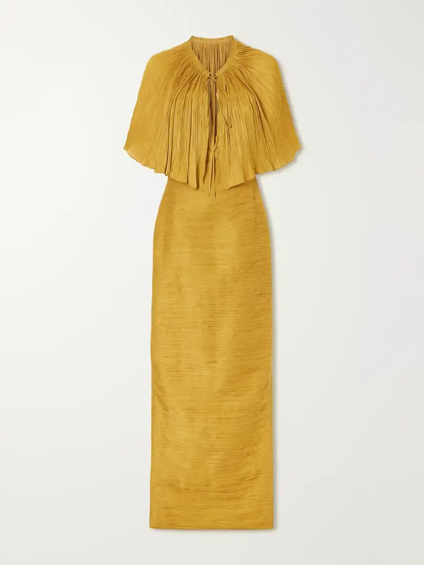 Marmar Halim Cape-effect Plissé Satin Gown | Thumbnail 6