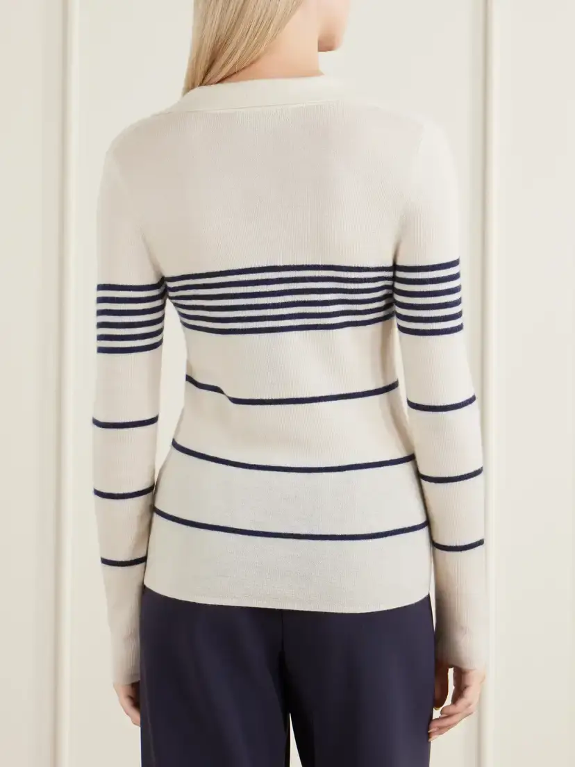 Nili Lotan Lucille Striped Cashmere Polo Sweater | Thumbnail 4 Nili Lotan Lucille Striped Cashmere Polo Sweater | Thumbnail 4
