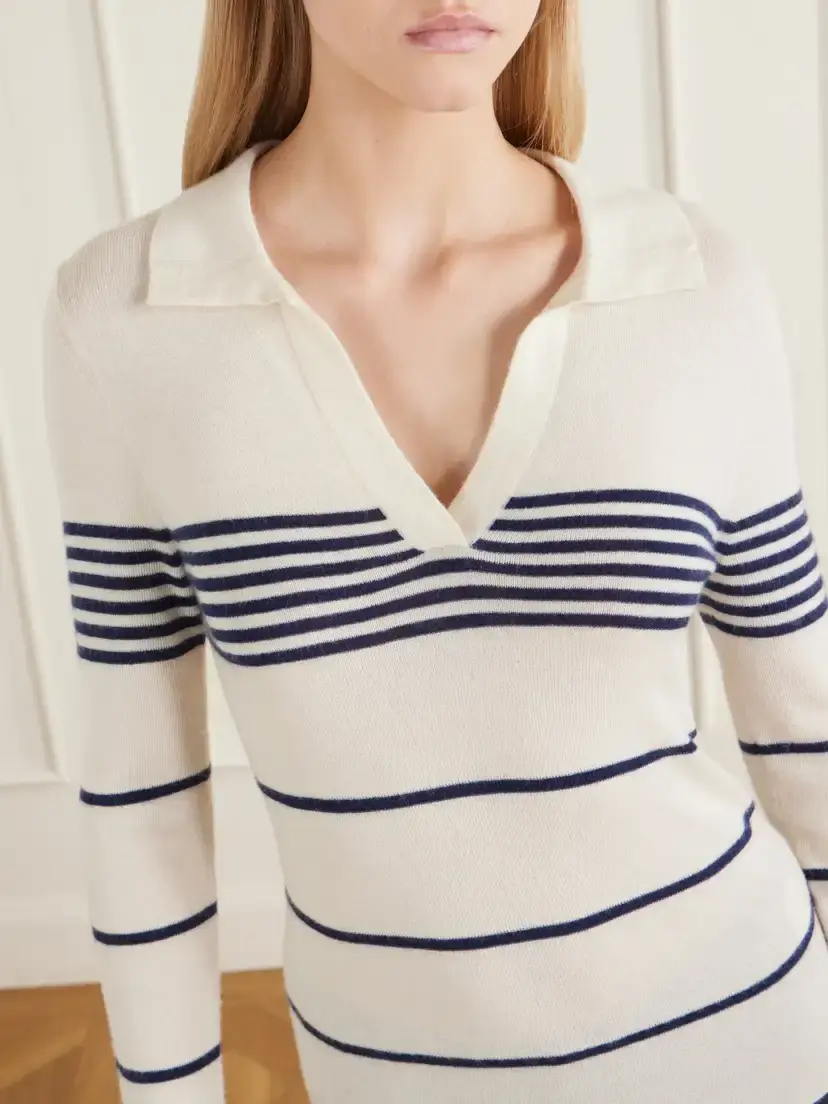 Nili Lotan Lucille Striped Cashmere Polo Sweater | Thumbnail 5 Nili Lotan Lucille Striped Cashmere Polo Sweater | Thumbnail 5