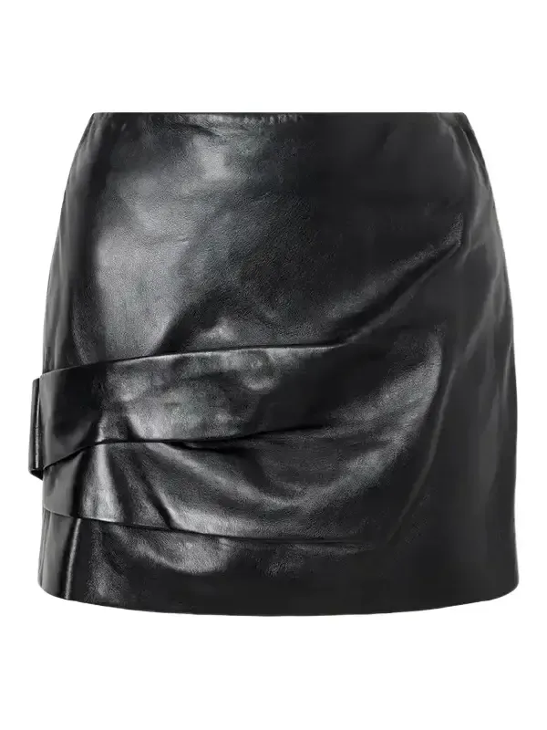 Agnes Gathered Draped Leather Mini Skirt Agnes Gathered Draped Leather Mini Skirt