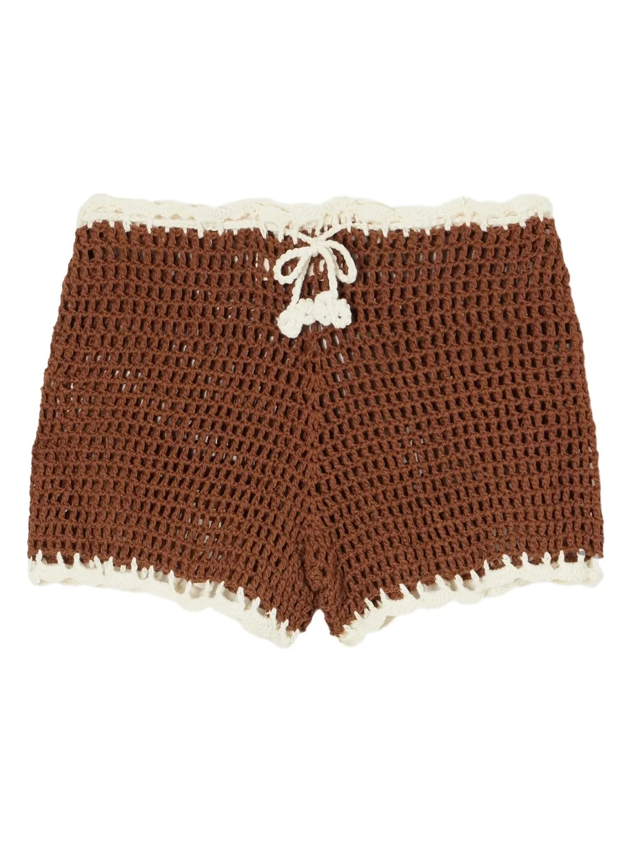 Terry Puesto Lido Crochet-knit Organic Cotton Shorts