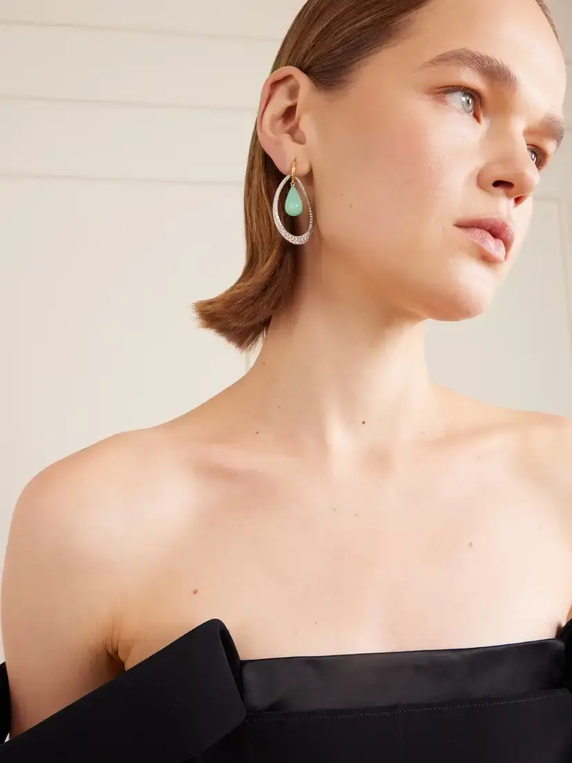 Irene Neuwirth Swing 18-karat White And Yellow Gold, Diamond And Chrysoprase Earrings - Green | Thumbnail 2 Irene Neuwirth Swing 18-karat White And Yellow Gold, Diamond And Chrysoprase Earrings - Green | Thumbnail 2
