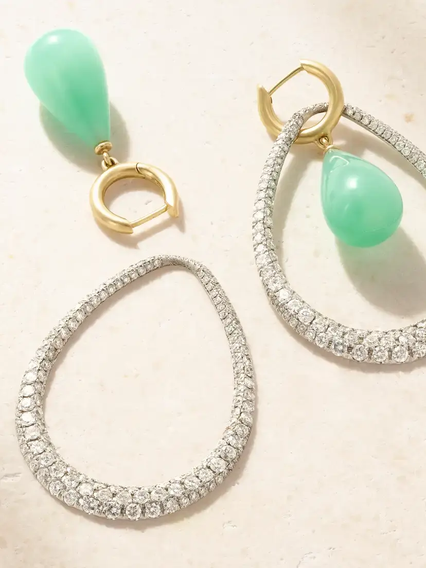 Irene Neuwirth Swing 18-karat White And Yellow Gold, Diamond And Chrysoprase Earrings - Green | Thumbnail 3 Irene Neuwirth Swing 18-karat White And Yellow Gold, Diamond And Chrysoprase Earrings - Green | Thumbnail 3