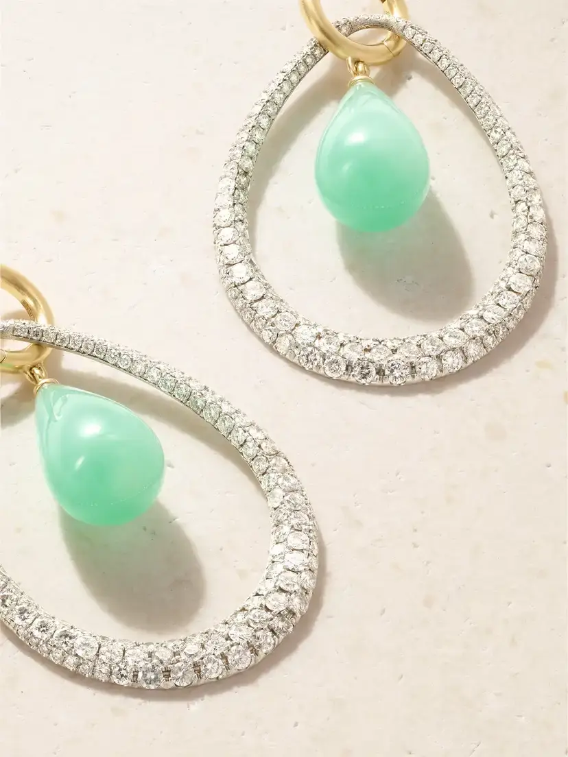 Irene Neuwirth Swing 18-karat White And Yellow Gold, Diamond And Chrysoprase Earrings - Green | Thumbnail 4 Irene Neuwirth Swing 18-karat White And Yellow Gold, Diamond And Chrysoprase Earrings - Green | Thumbnail 4