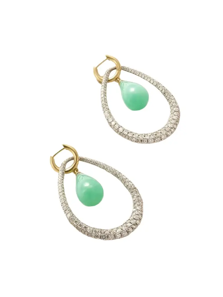 Swing 18-karat White And Yellow Gold, Diamond And Chrysoprase Earrings - Green