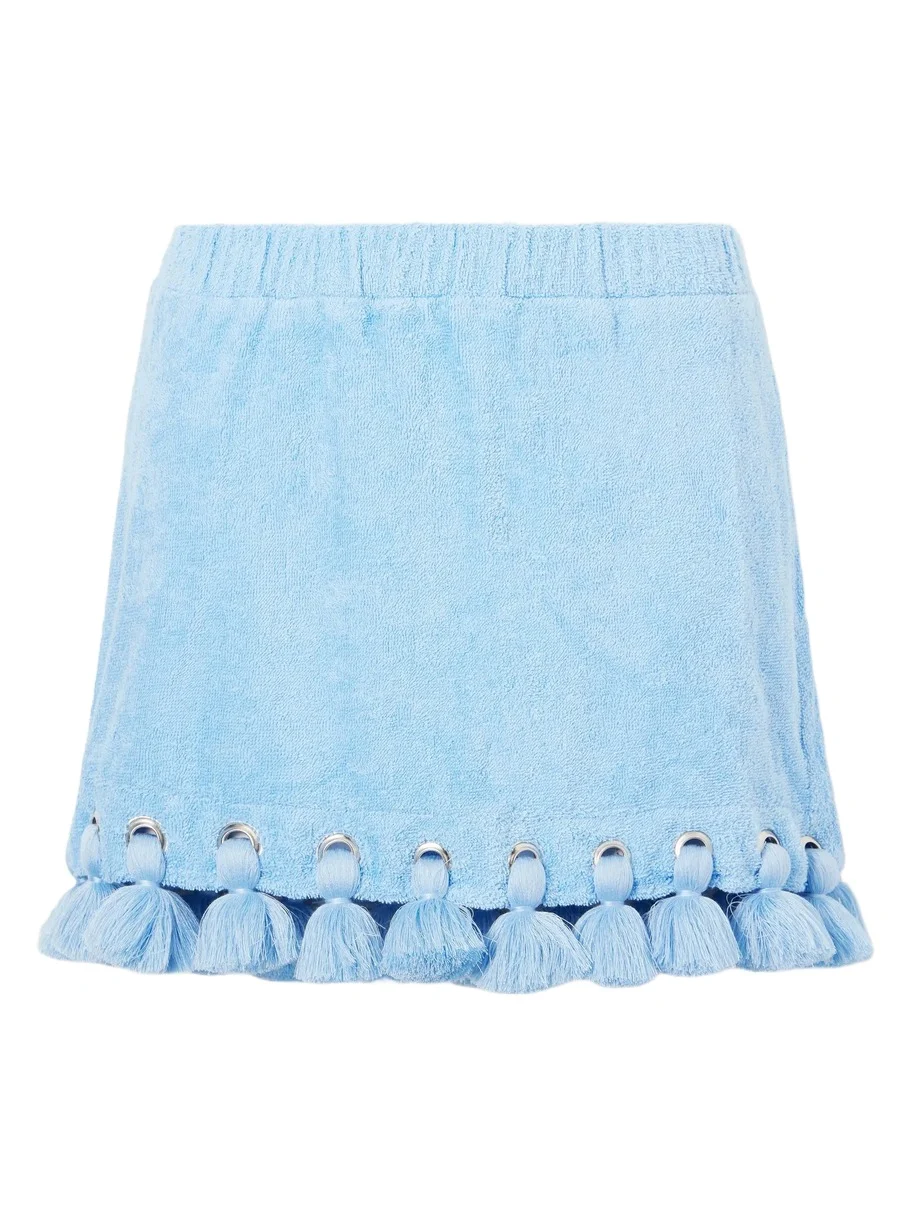 Cap d’Antibes Georgia Embellished Organic Cotton-terry Mini Skirt