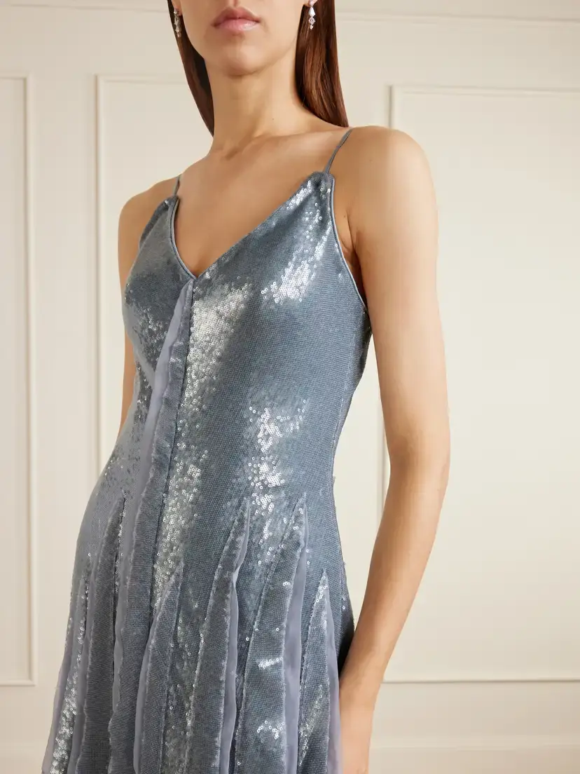 Marmar Halim Pleated Sequined Chiffon Gown | Thumbnail 4
