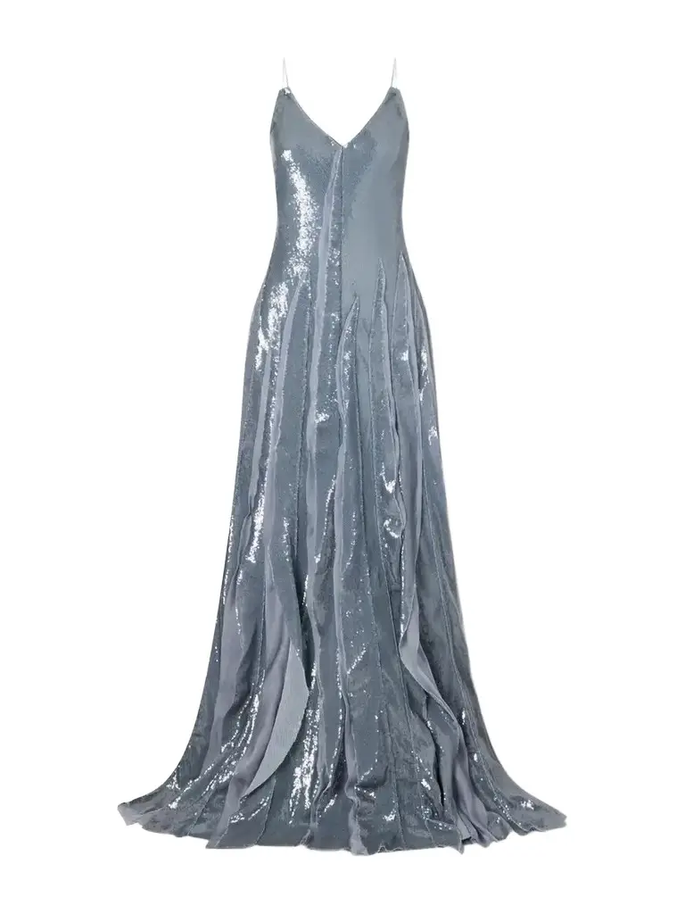 Marmar Halim Pleated Sequined Chiffon Gown | Image 1 Marmar Halim Pleated Sequined Chiffon Gown | Image 1