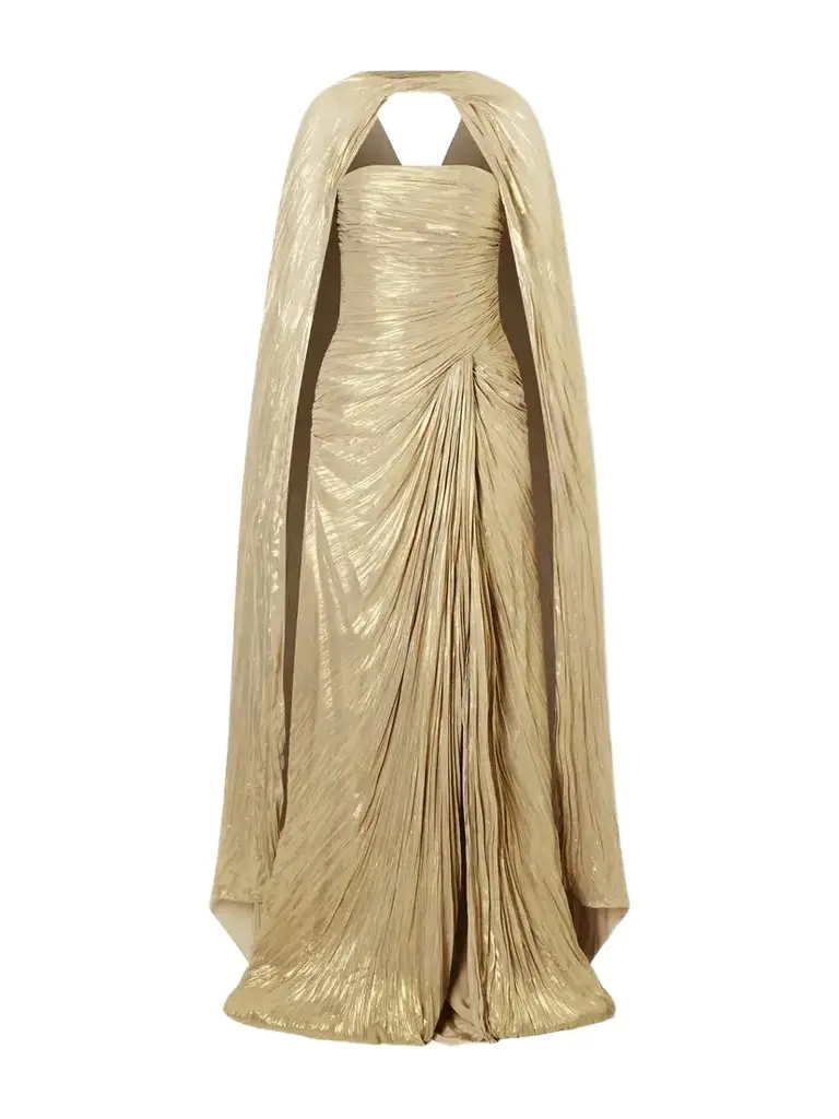 Marmar Halim Cape-effect Plissé Metallic-satin Gown | Image 1 Marmar Halim Cape-effect Plissé Metallic-satin Gown | Image 1