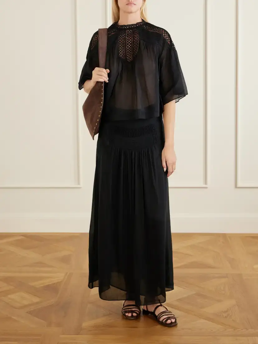 Marant Étoile Parina Lace-trimmed Woven Blouse | Thumbnail 2 Marant Étoile Parina Lace-trimmed Woven Blouse | Thumbnail 2