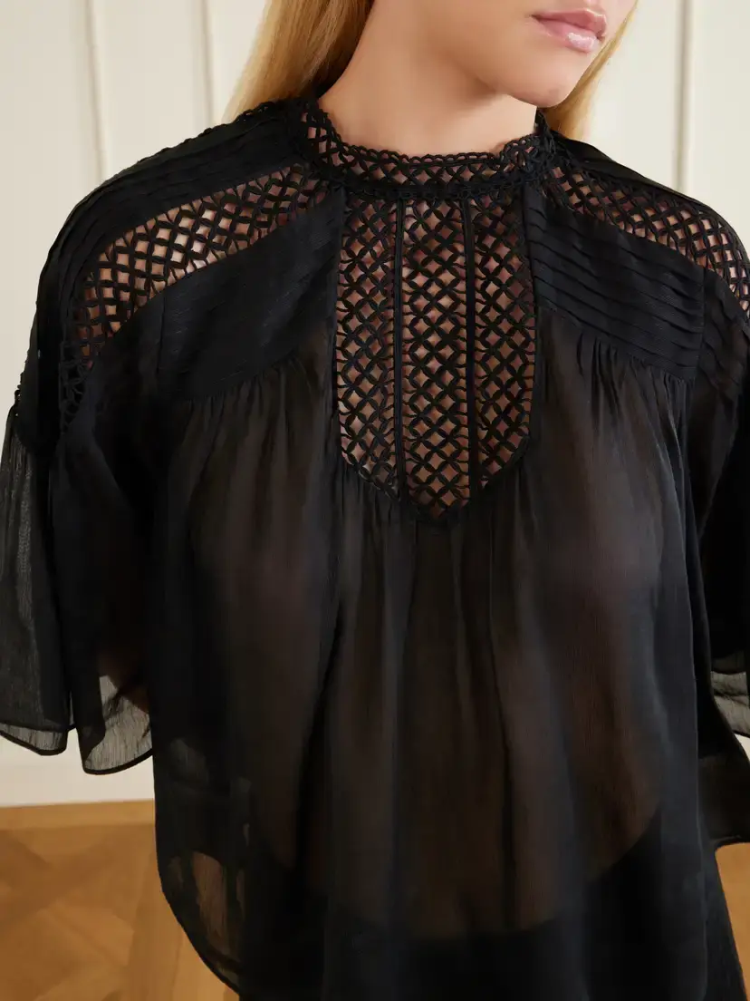 Marant Étoile Parina Lace-trimmed Woven Blouse | Thumbnail 4 Marant Étoile Parina Lace-trimmed Woven Blouse | Thumbnail 4