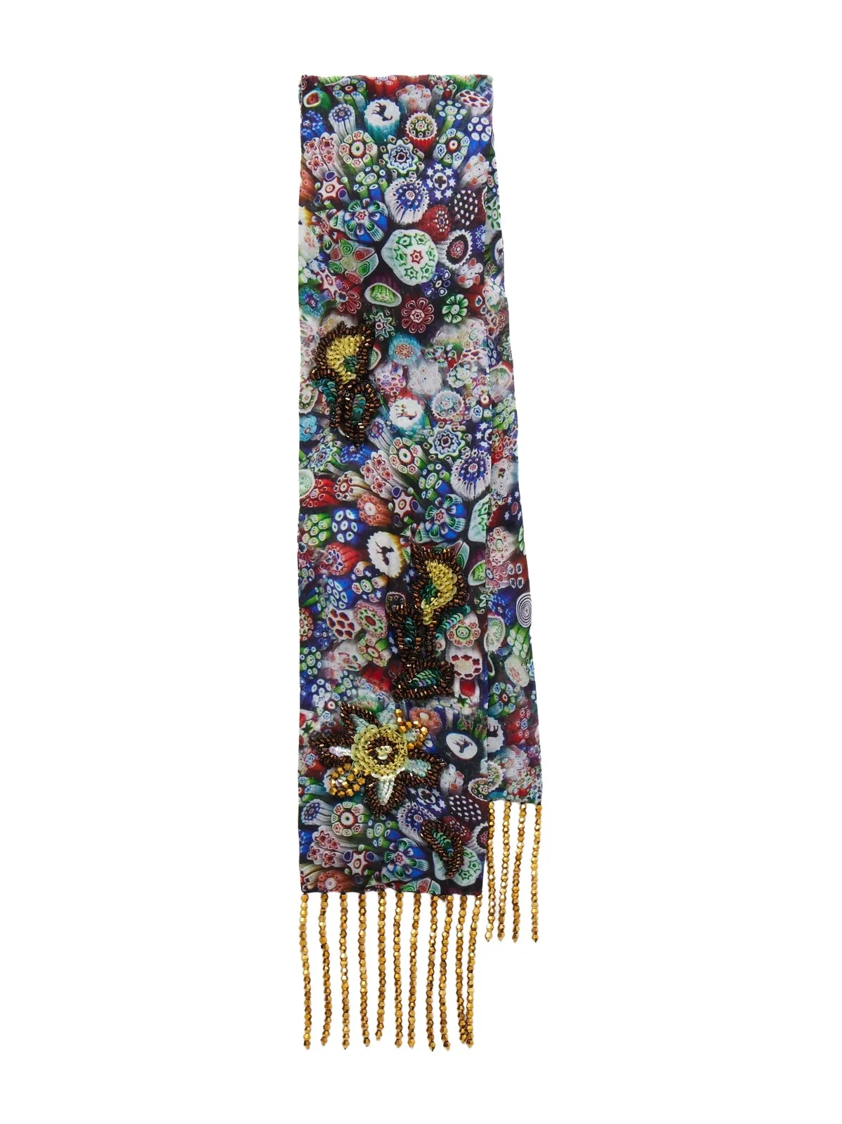 Floral-print Fringed Scarf Floral-print Fringed Scarf