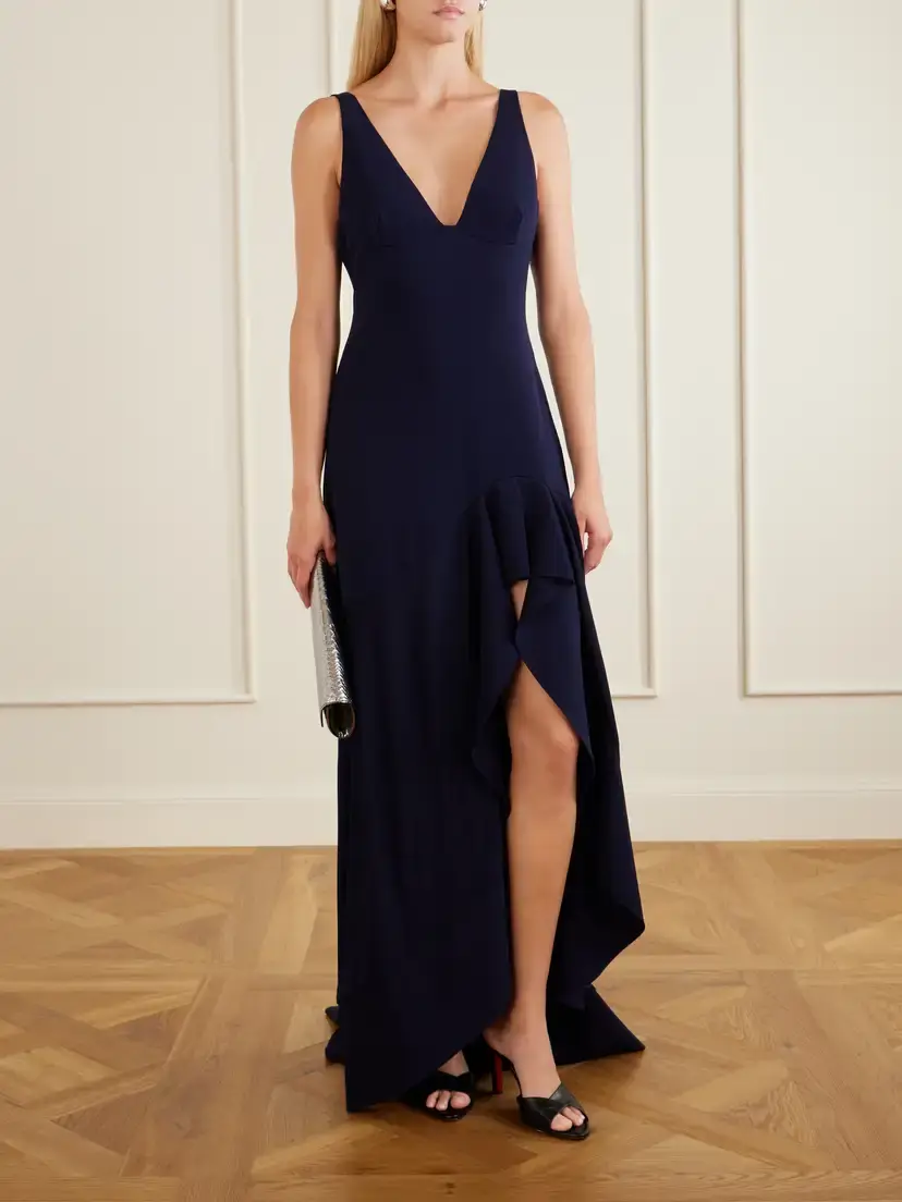 Stella McCartney Asymmetric Ruffled Crepe Maxi Dress | Thumbnail 2