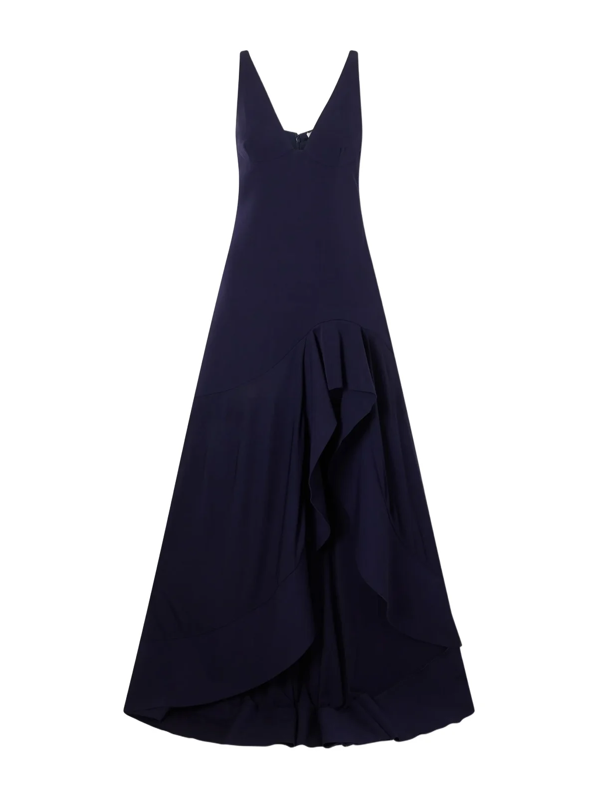 Asymmetric Ruffled Crepe Maxi Dress