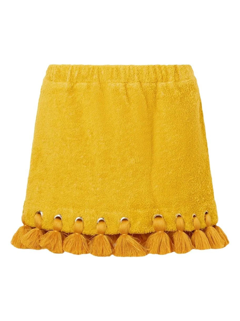 Cap d’Antibes Georgia Embellished Organic Cotton-terry Mini Skirt