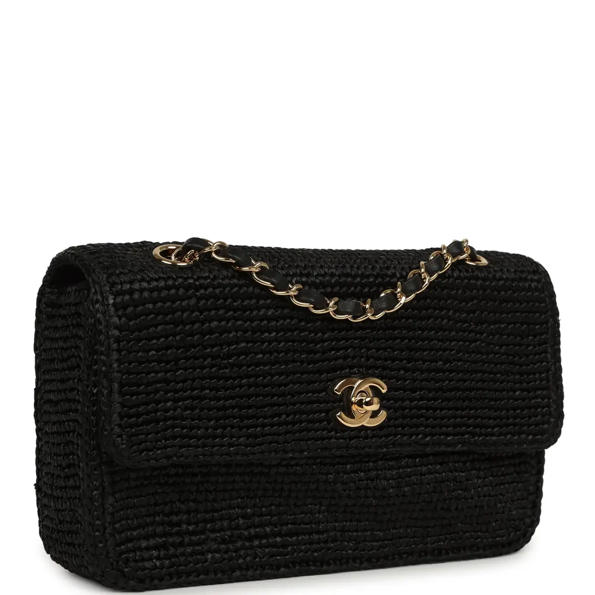 Chanel Chanel Small Flap Bag Black Braided Raffia Gold Hardware | Thumbnail 2 Chanel Chanel Small Flap Bag Black Braided Raffia Gold Hardware | Thumbnail 2