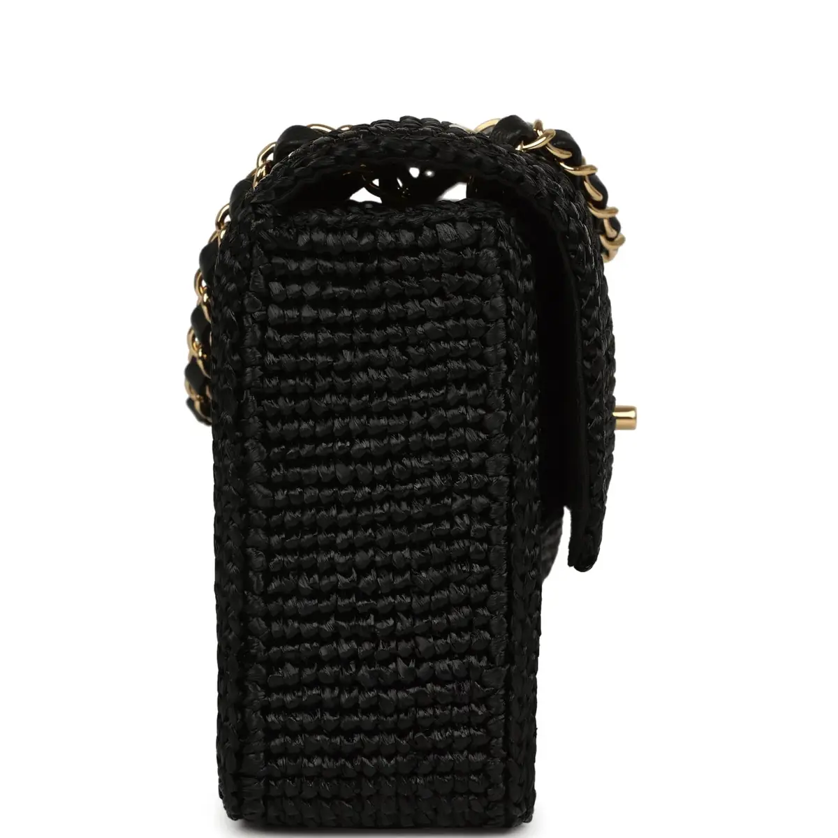 Chanel Chanel Small Flap Bag Black Braided Raffia Gold Hardware | Thumbnail 3 Chanel Chanel Small Flap Bag Black Braided Raffia Gold Hardware | Thumbnail 3