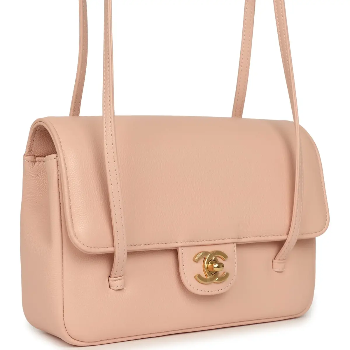 Chanel Chanel Small Preppy Coco Flap Bag Light Pink Shiny Caviar Brushed Gold Hardware | Thumbnail 2