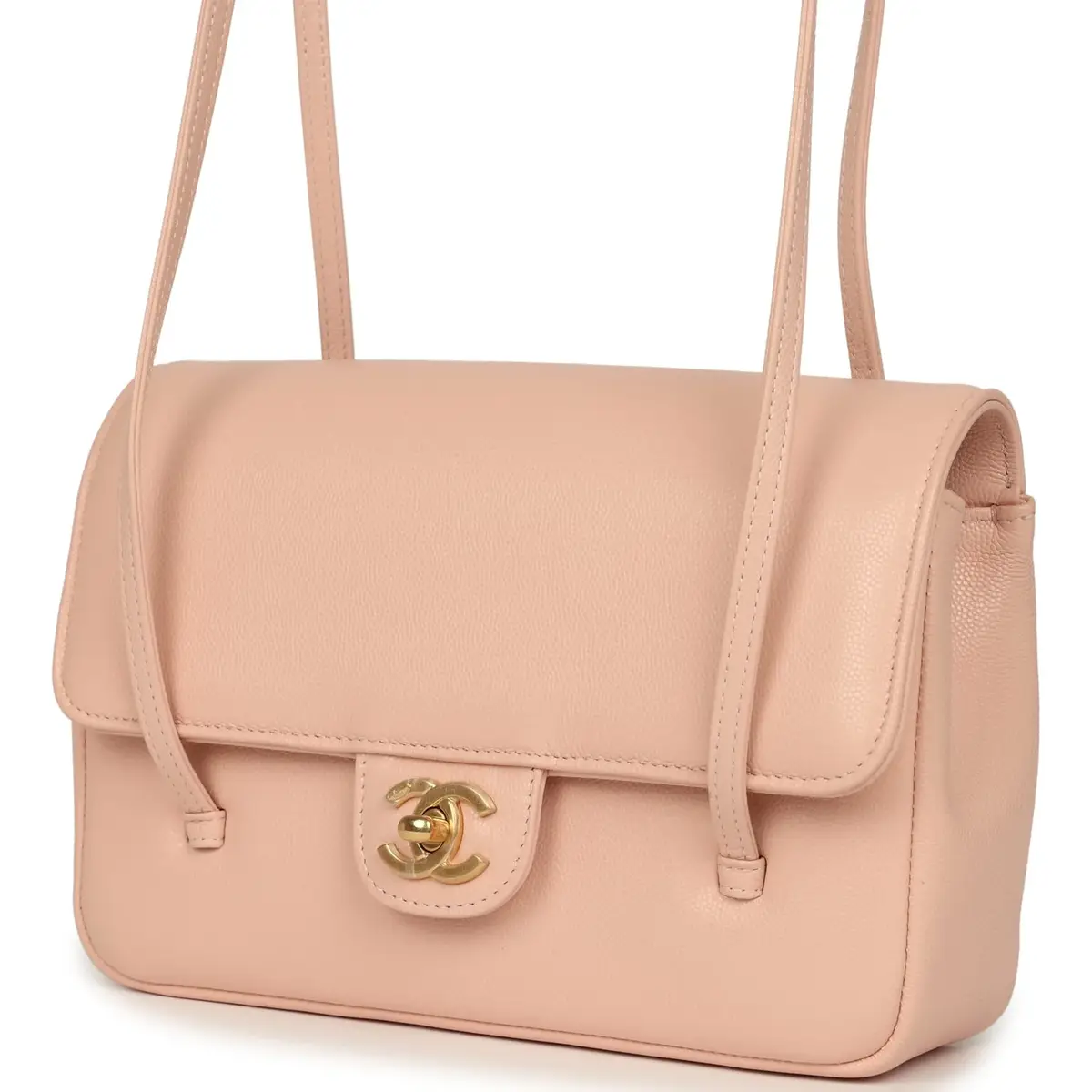 Chanel Chanel Small Preppy Coco Flap Bag Light Pink Shiny Caviar Brushed Gold Hardware | Thumbnail 5