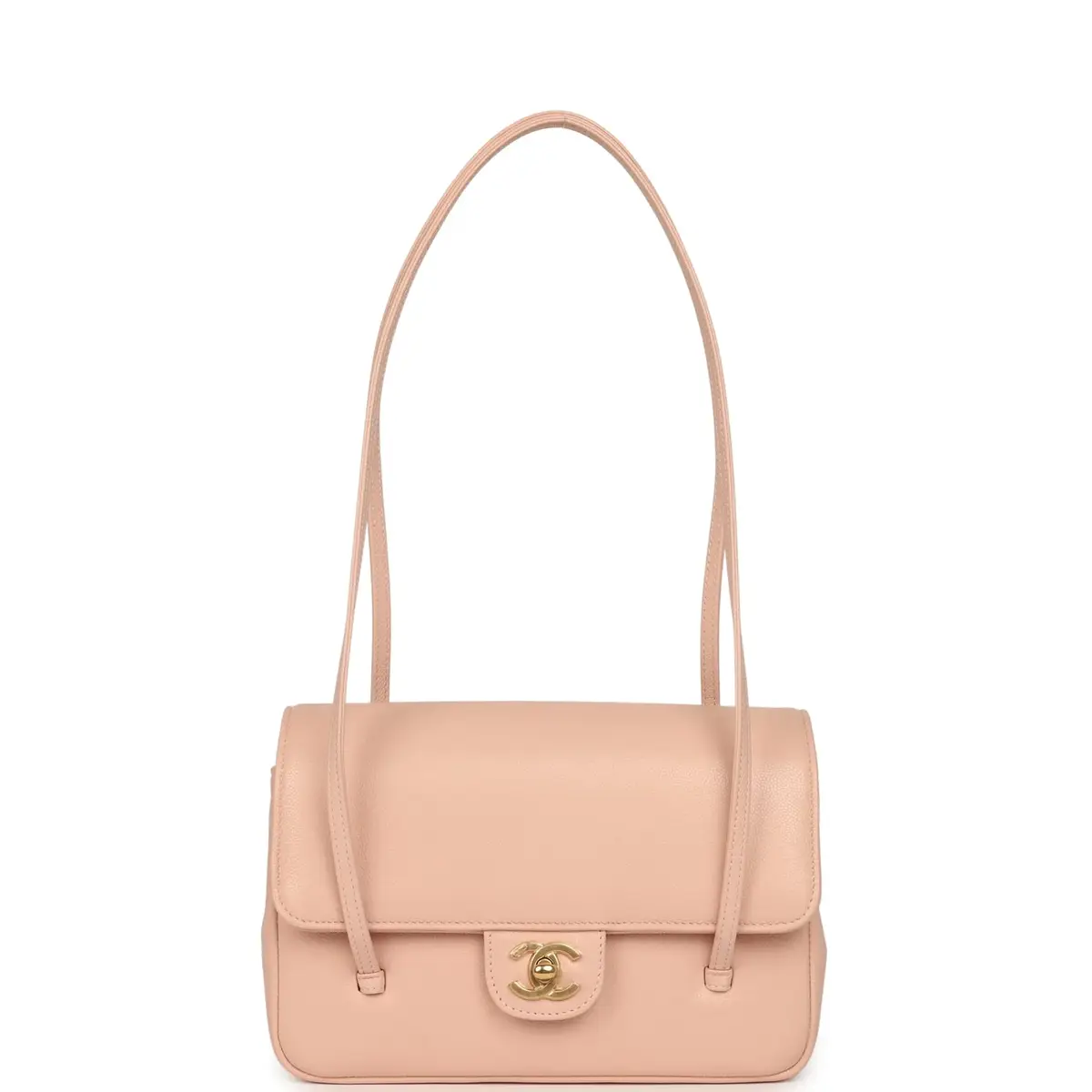 Chanel Chanel Small Preppy Coco Flap Bag Light Pink Shiny Caviar Brushed Gold Hardware | Thumbnail 7