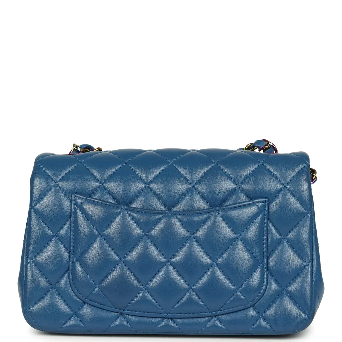 Chanel Pre-owned Chanel Mini Rectangular Flap Bag Blue, Purple Lambskin Rainbow Hardware | Thumbnail 4