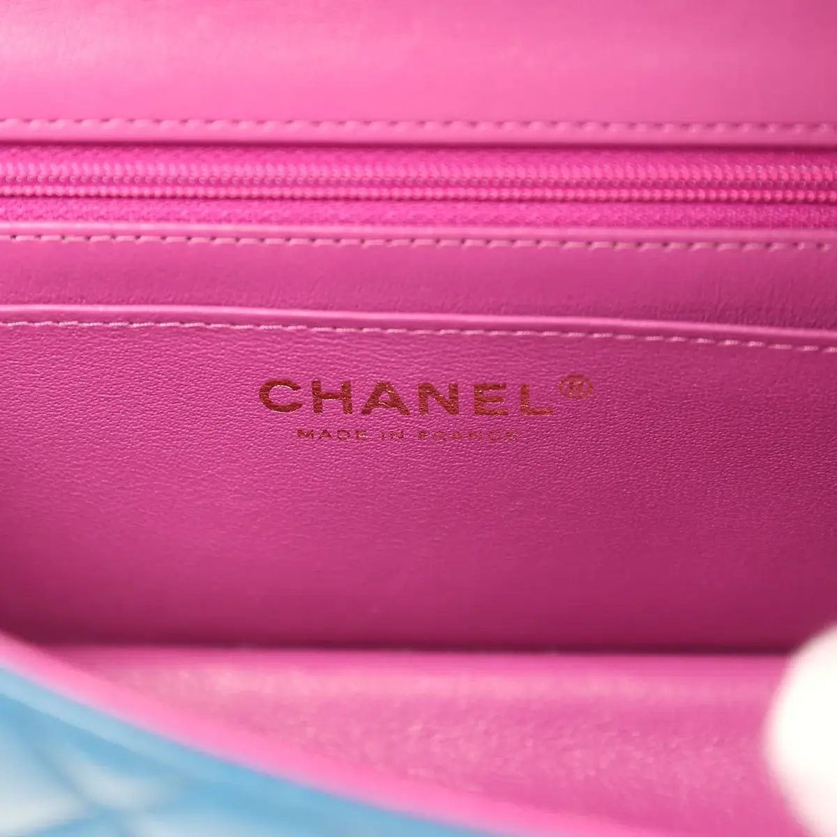 Chanel Pre-owned Chanel Mini Rectangular Flap Bag Blue, Purple Lambskin Rainbow Hardware | Thumbnail 9