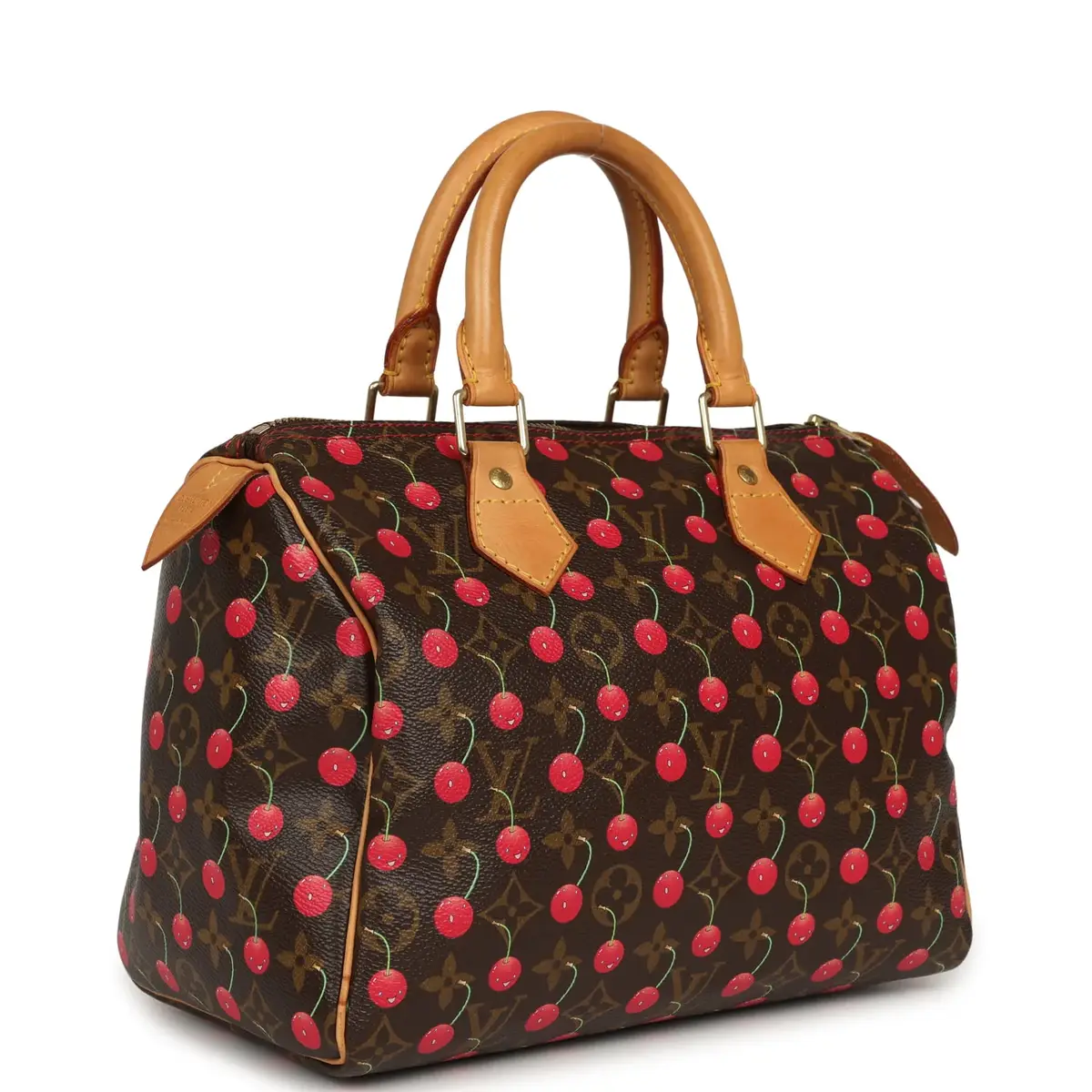 Louis Vuitton Vintage Louis Vuitton x Takashi Murkami Cheries Speedy 25 Brown and Red Cherry Monogram Gold Hardware | Thumbnail 2
