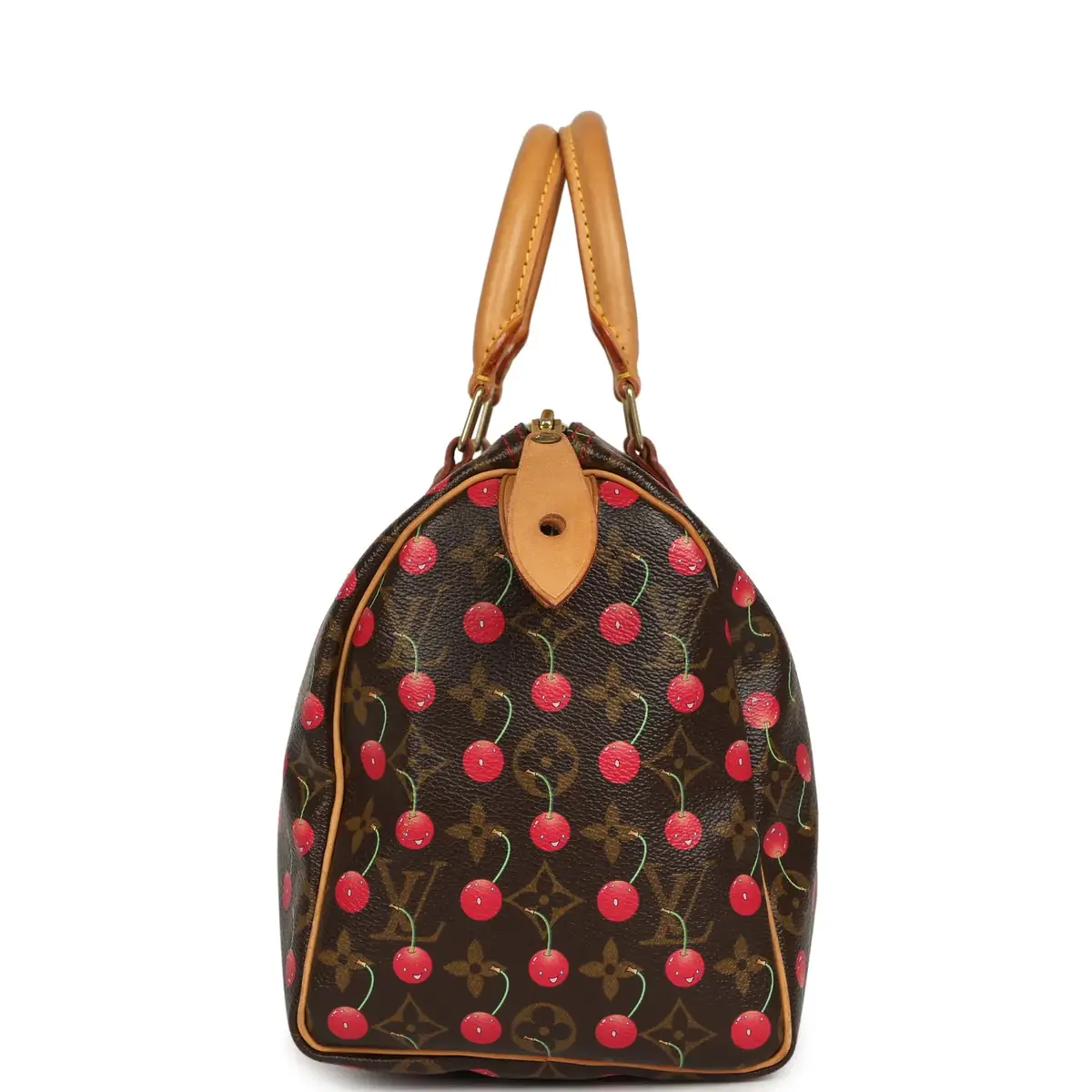 Louis Vuitton Vintage Louis Vuitton x Takashi Murkami Cheries Speedy 25 Brown and Red Cherry Monogram Gold Hardware | Thumbnail 3