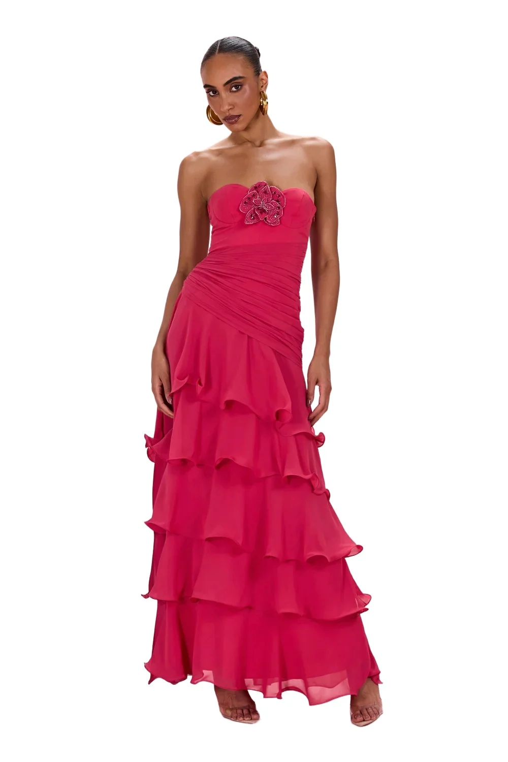 FLORAL CHIFFON CORSET GOWN FLORAL CHIFFON CORSET GOWN