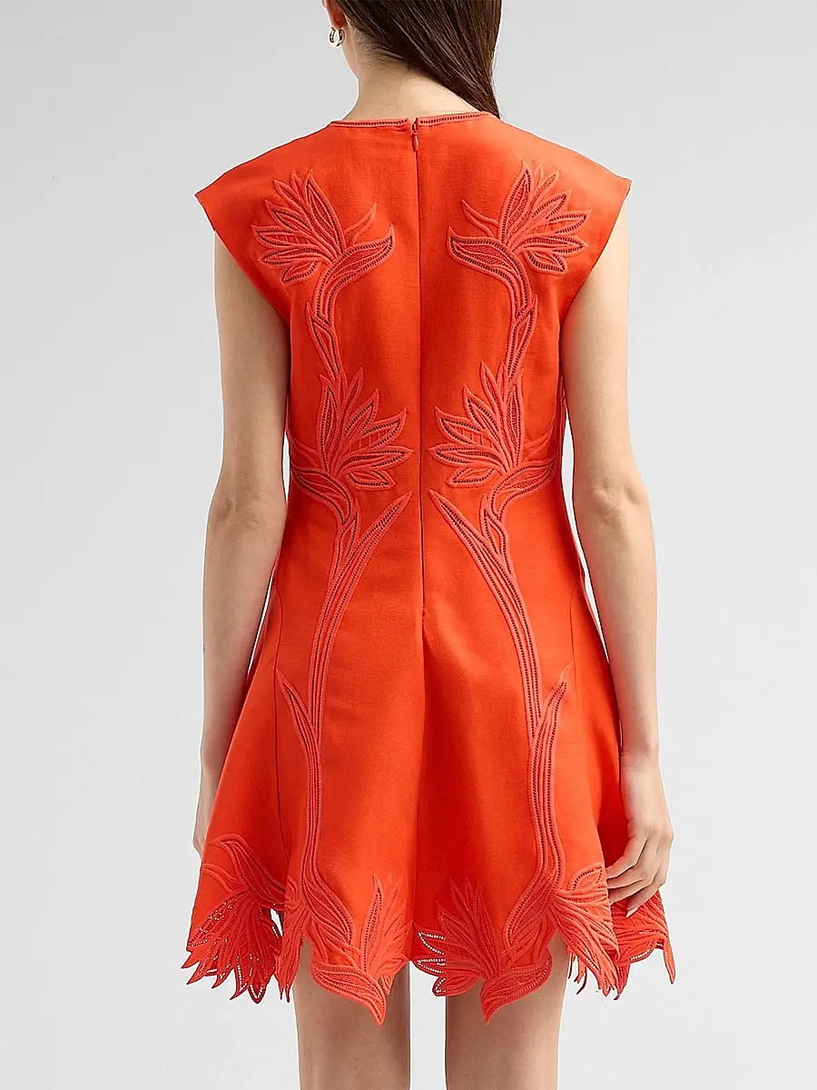 Simkhai Women's Raquel Embroidered Mini Dress | Thumbnail 3