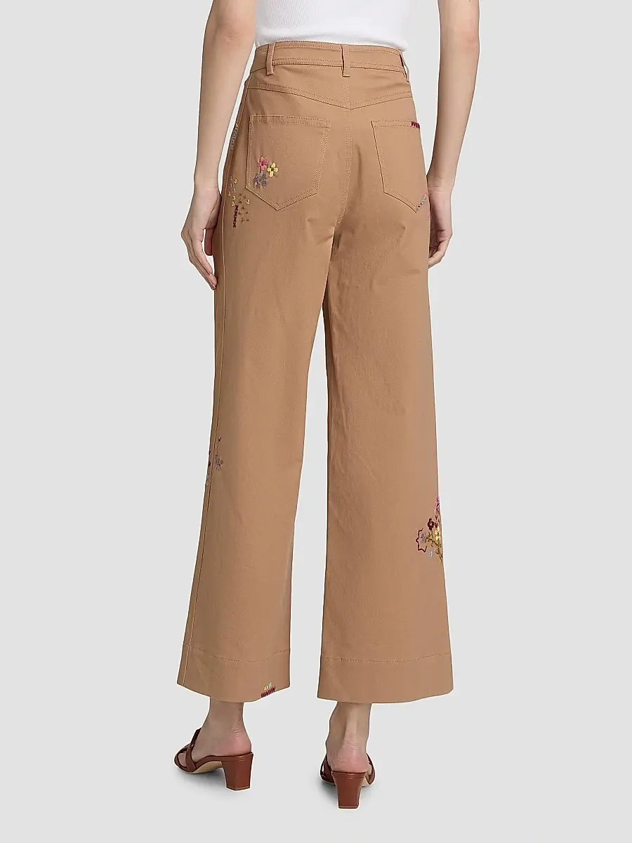 Cinq à Sept Women's Betsy Wildflower-Embroidered Wide-Leg Crop Pants | Thumbnail 5 Cinq à Sept Women's Betsy Wildflower-Embroidered Wide-Leg Crop Pants | Thumbnail 5