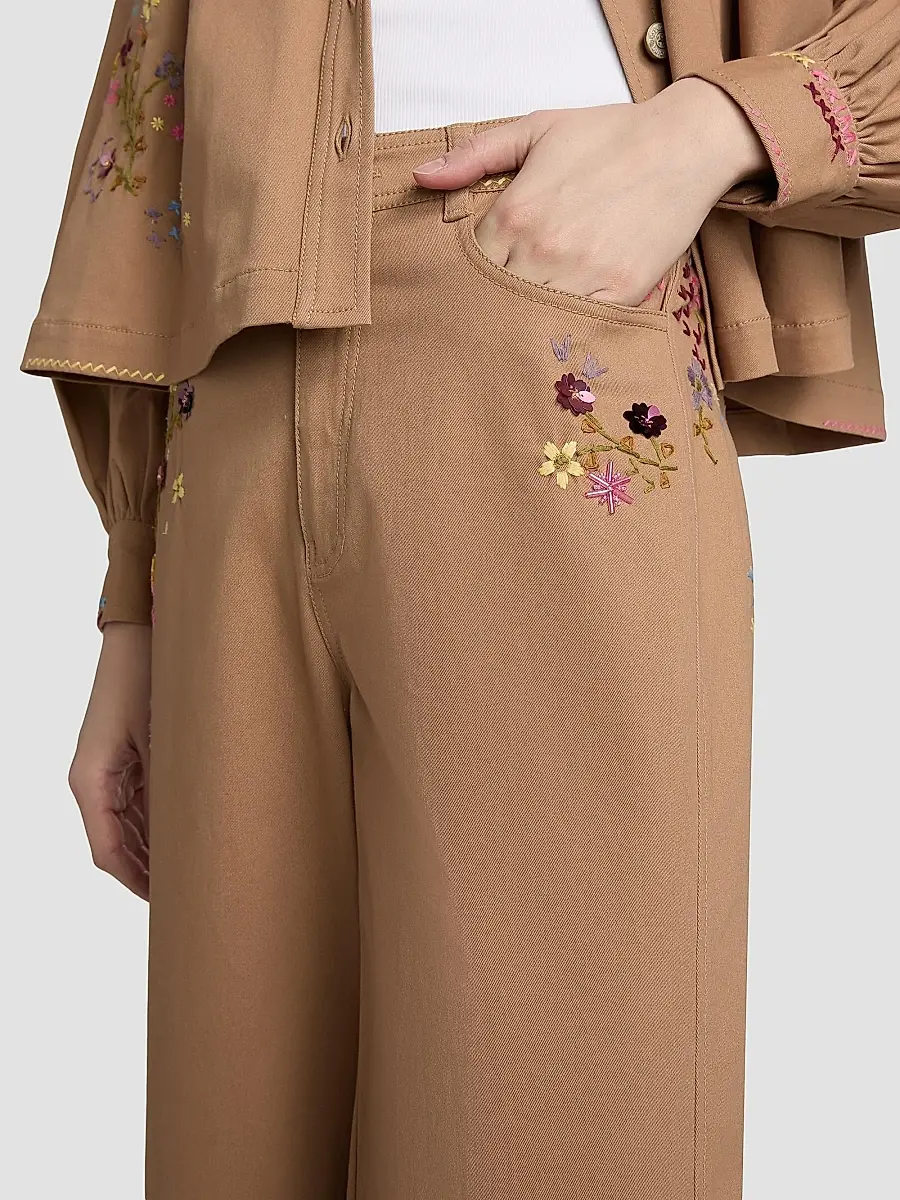 Cinq à Sept Women's Betsy Wildflower-Embroidered Wide-Leg Crop Pants | Thumbnail 6 Cinq à Sept Women's Betsy Wildflower-Embroidered Wide-Leg Crop Pants | Thumbnail 6
