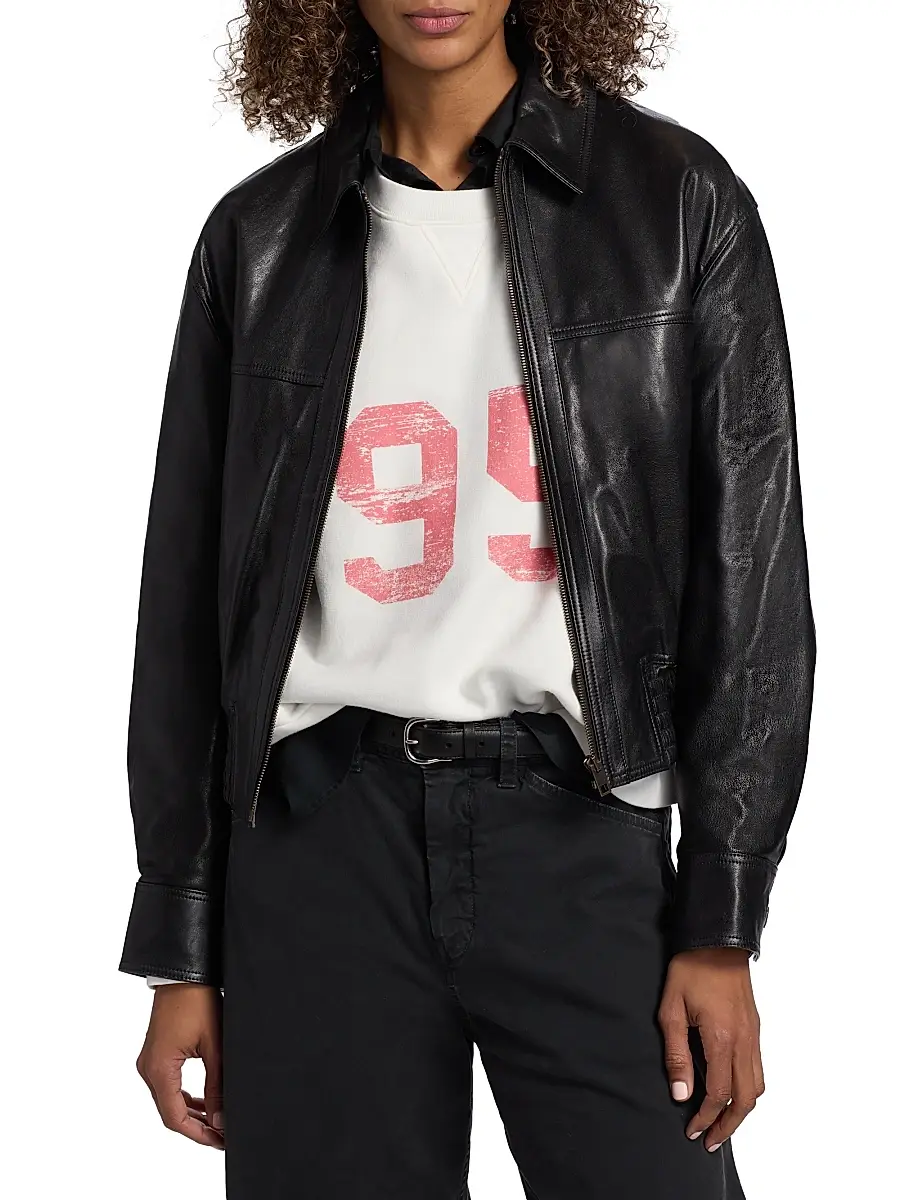 Nili Lotan Women's Aime Leather Bomber Jacket | Thumbnail 3