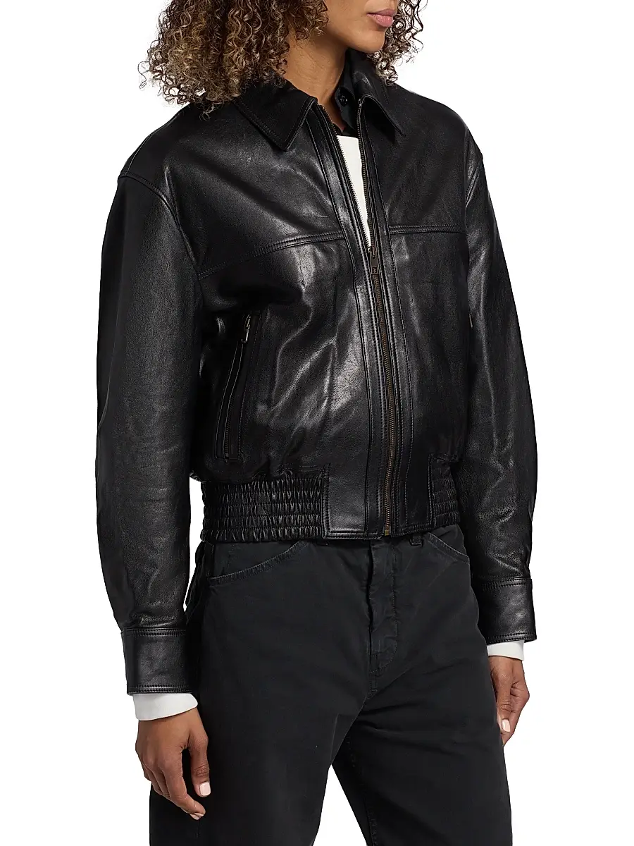 Nili Lotan Women's Aime Leather Bomber Jacket | Thumbnail 4