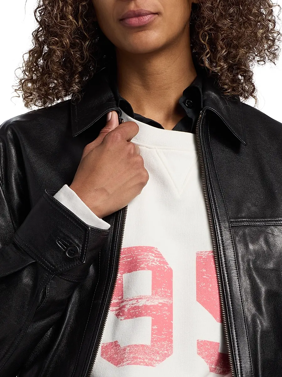 Nili Lotan Women's Aime Leather Bomber Jacket | Thumbnail 6