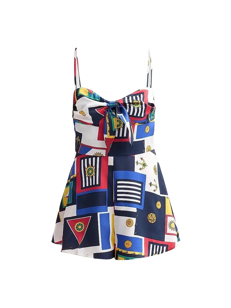 SEROYA Women's Laurell Printed Romper - Regatta | Image 1 SEROYA Women's Laurell Printed Romper - Regatta | Image 1