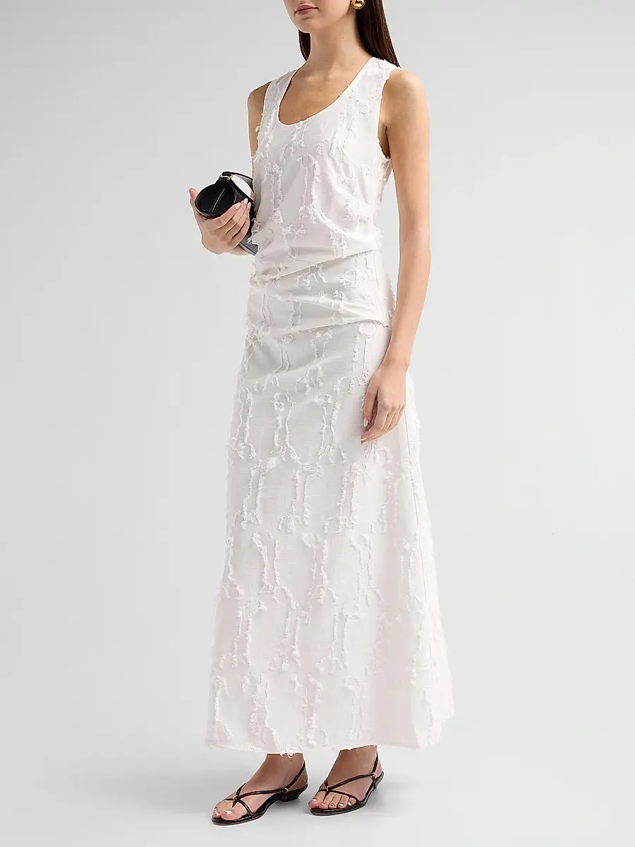 Proenza Schouler White Label Women's Violeta Gathered Jacquard Maxi Dress | Thumbnail 4 Proenza Schouler White Label Women's Violeta Gathered Jacquard Maxi Dress | Thumbnail 4
