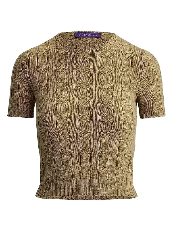 Women's Cable-Knit Cashmere Cropped Sweater Women's Cable-Knit Cashmere Cropped Sweater