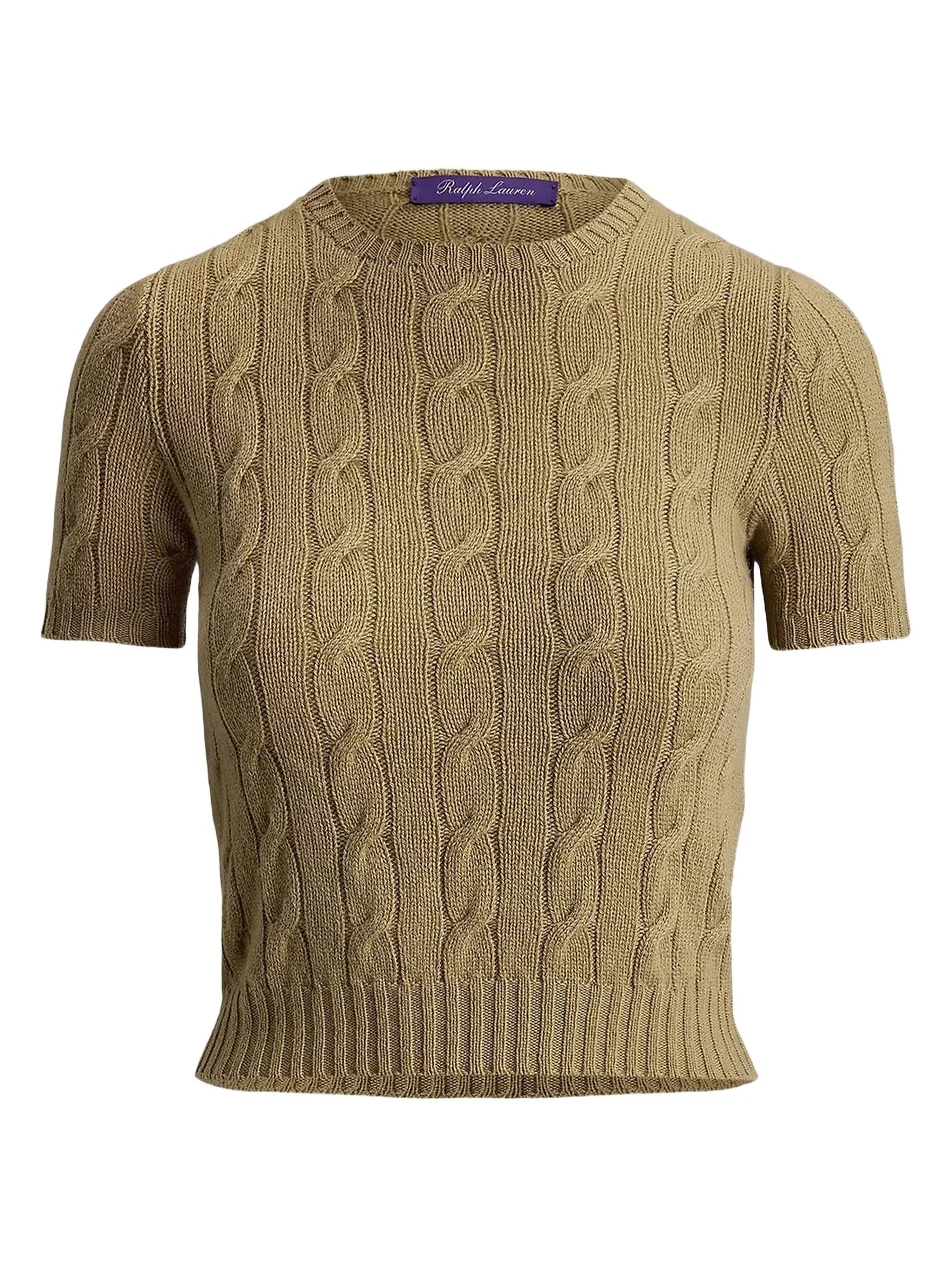 Women's Cable-Knit Cashmere Cropped Sweater Women's Cable-Knit Cashmere Cropped Sweater