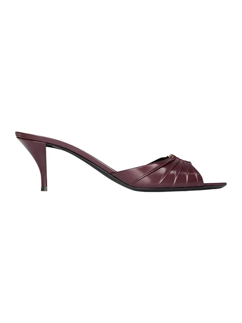 Saint Laurent Women's Babylone Mules in Smooth Leather - Vintage Bordeaux