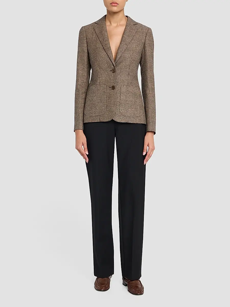 Burberry Women's Sabella Check Wool-Linen Tailored Jacket | Thumbnail 2 Burberry Women's Sabella Check Wool-Linen Tailored Jacket | Thumbnail 2