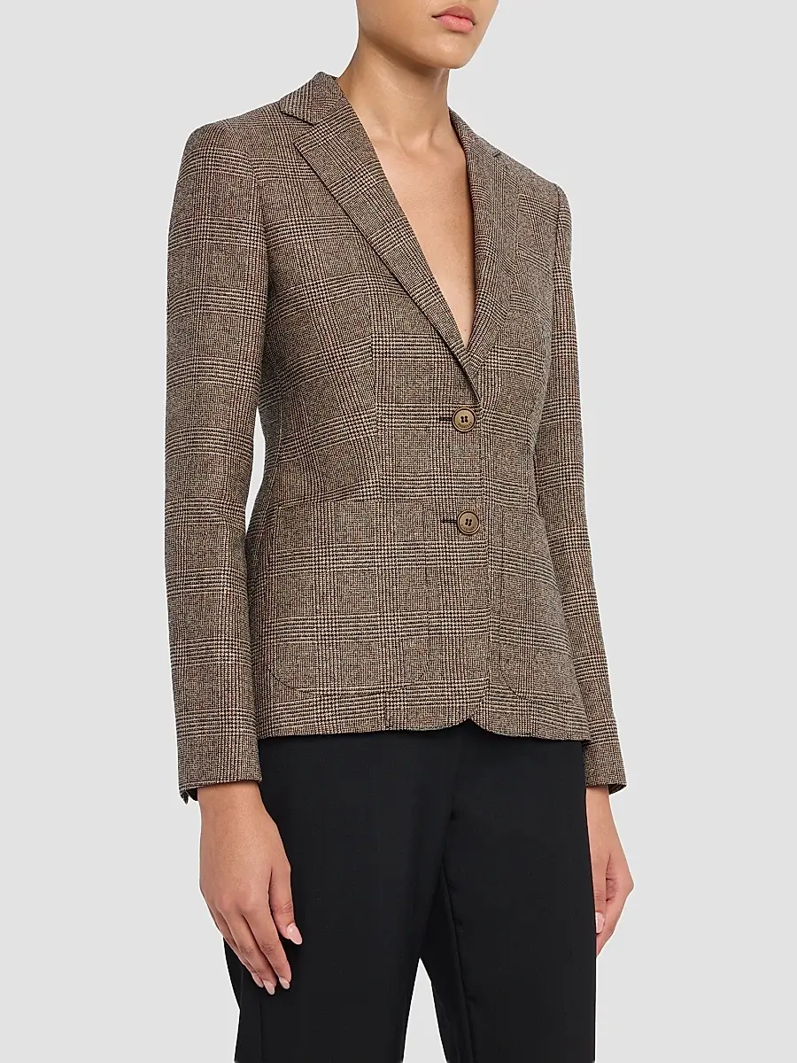 Burberry Women's Sabella Check Wool-Linen Tailored Jacket | Thumbnail 3 Burberry Women's Sabella Check Wool-Linen Tailored Jacket | Thumbnail 3