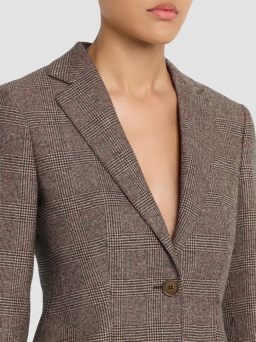 Burberry Women's Sabella Check Wool-Linen Tailored Jacket | Thumbnail 5 Burberry Women's Sabella Check Wool-Linen Tailored Jacket | Thumbnail 5