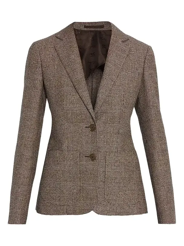 Burberry Women's Sabella Check Wool-Linen Tailored Jacket