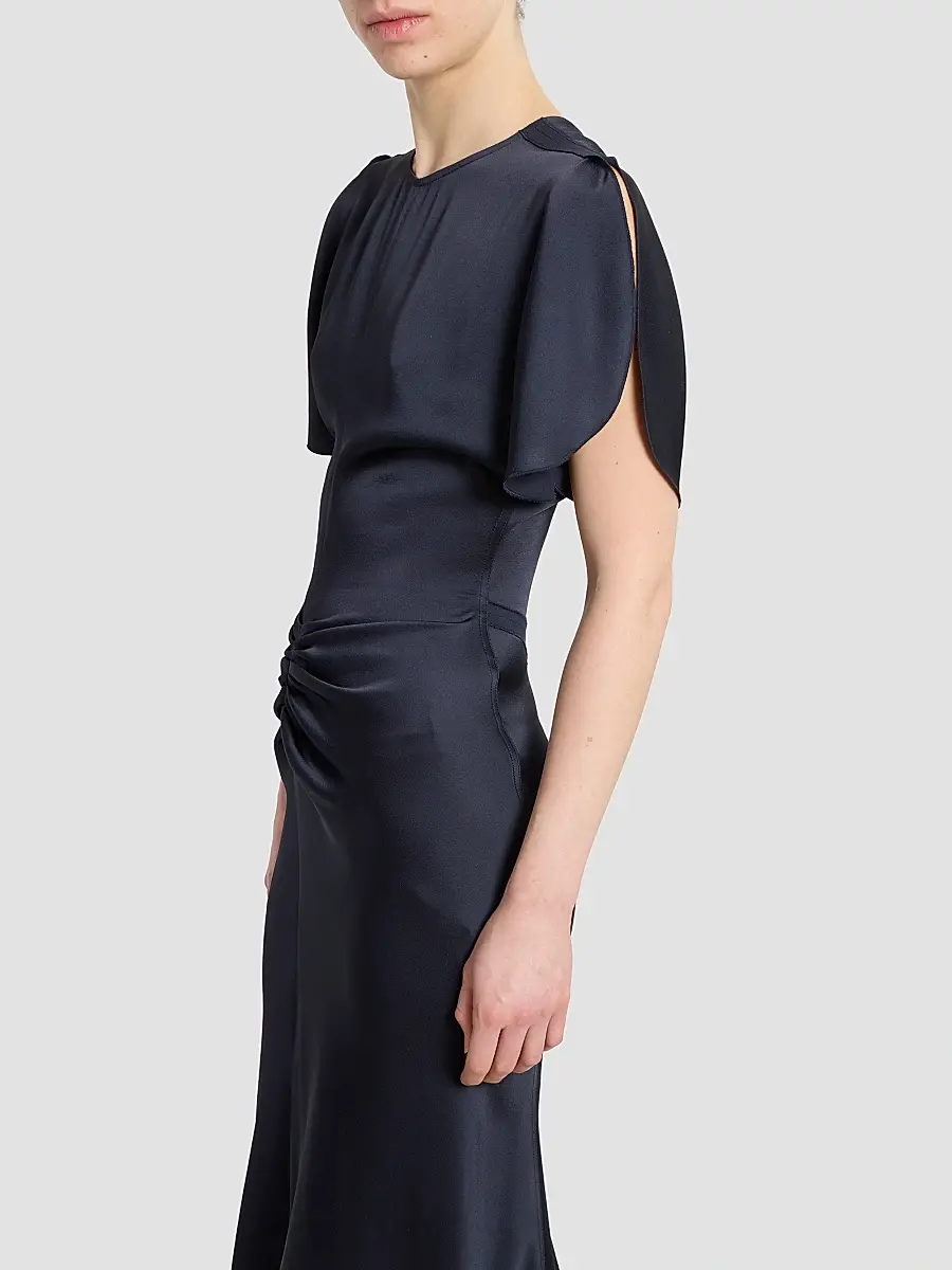 Victoria Beckham Women's Bela Satin Ruched Midi Dress | Thumbnail 5 Victoria Beckham Women's Bela Satin Ruched Midi Dress | Thumbnail 5