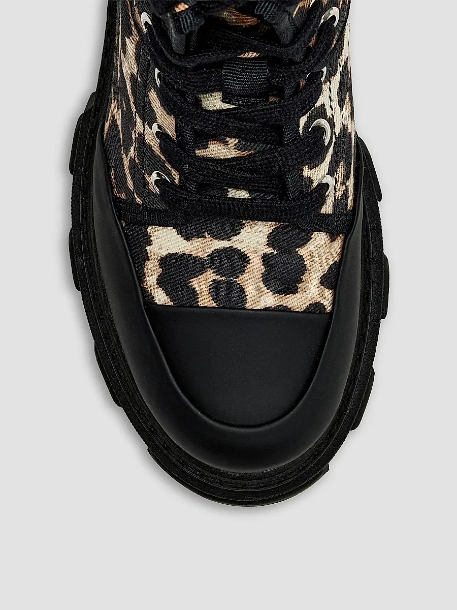 Ganni Women's Cleated Leopard Print Denim Ankle Boots | Thumbnail 3 Ganni Women's Cleated Leopard Print Denim Ankle Boots | Thumbnail 3